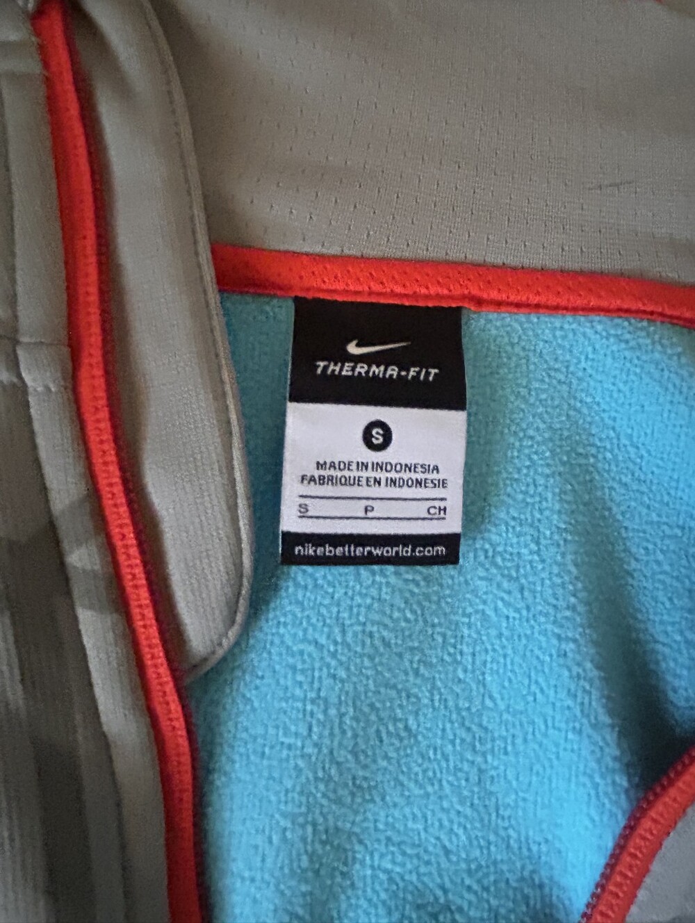 Nike Therma-Fit Jacket - Teal Blue with Gray and Coral Trim